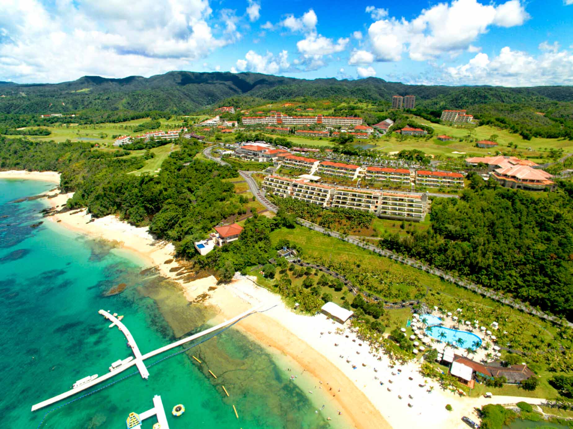 aerial view of the resort and the shore